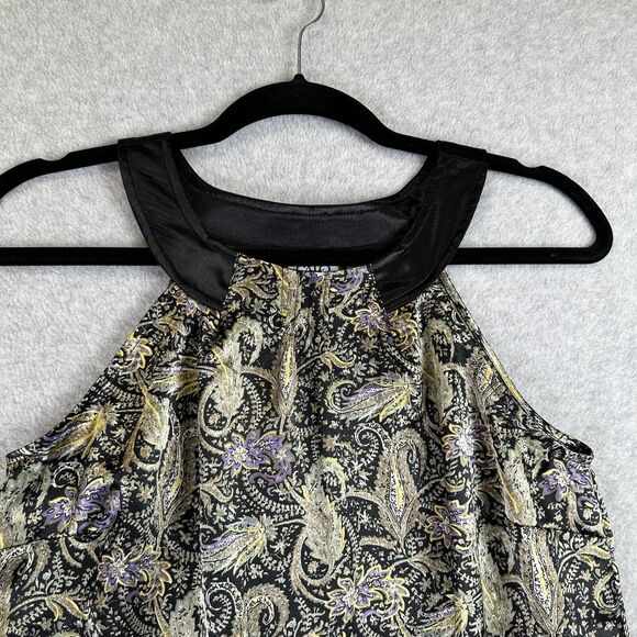 Vintage Cato Y2k Satin Paisley Halter Top Gold Satin Womens Small Tank Top Blous - Picture 8 of 8